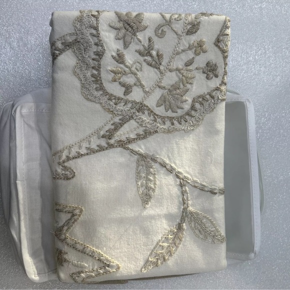 Crate & Barrel Grace Pattern Embroidery pillow sham-20x26 Standard, Bed, Beige - Picture 8 of 8